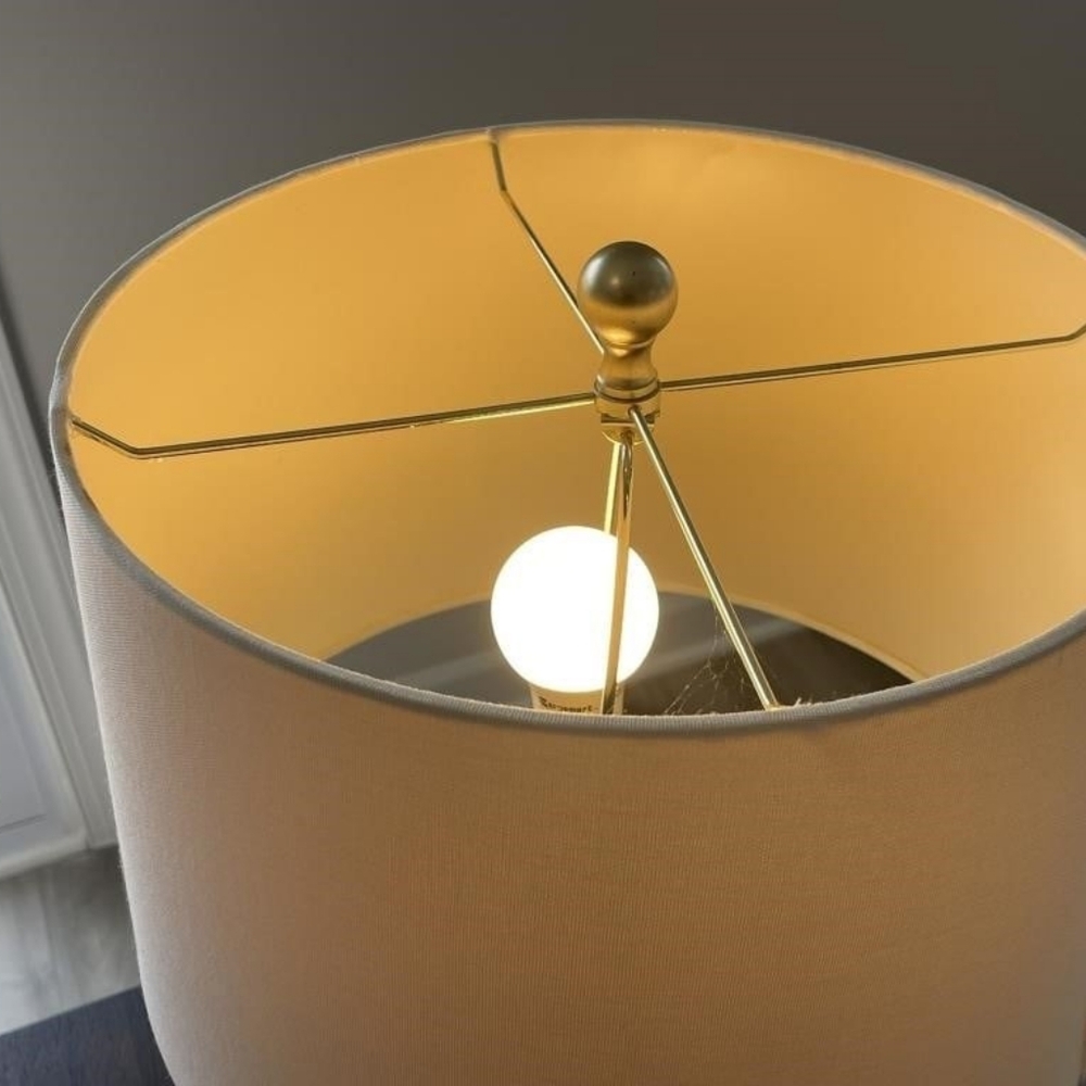 Faux Wood Ball Table Lamp Off White Small - Picture 7 of 9